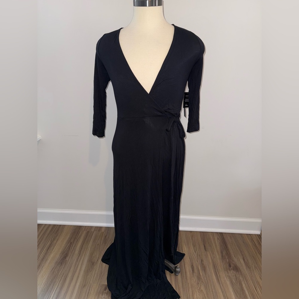 Black long sleeved wrap dress
